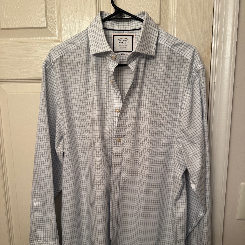 Charles Tyrwhitt Blue and White Checker Dress Shirt